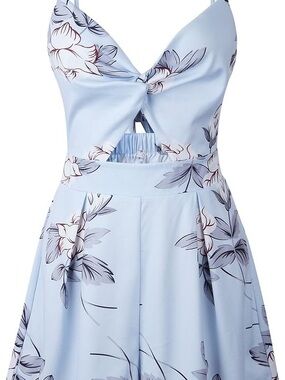 Light Blue Floral Cutout Sundress